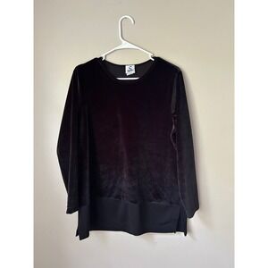 Vintage Sport Savvy Women's Black Velvet Top Long Sleeve Flowy Tunic  Whimisgoth